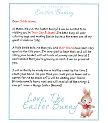 Personalized Letter from The Easter Bunny