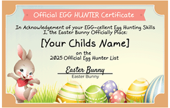 Official Egg Hunter Certificate